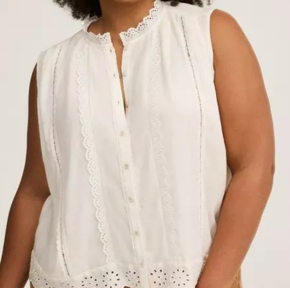 NWT Torrid Eyelet Hem Challis Top